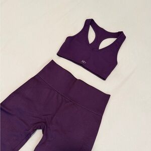 SET Active Deep Purple Seamless Sports Bra & Leggings Set